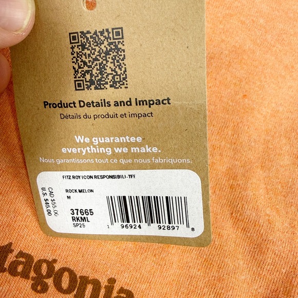Patagonia Fitz Roy Icon Responsibiliti Tee Mens Size M Rock Melon Orange 37665 - Picture 3 of 8